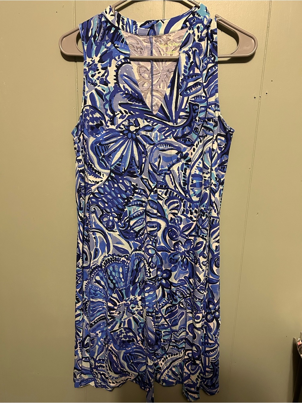 Lilly Pulitzer Blue & White Sleeveless Floral-Print Midi Dress
